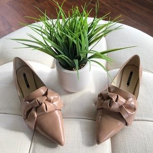 NWT Zara Flat Shoes With Bow Detail Size 39